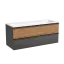 Тумба подвесная SANCOS Дельта (Delta) 120x45x50 c двумя ящиками оснащенными доводчиками, дуб красный/графит, арт. DL120GR