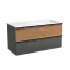 Тумба подвесная SANCOS Дельта (Delta) 100x45x50 c двумя ящиками оснащенными доводчиками, правая, дуб красный/графит, арт. DL100RGR