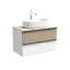 Тумба подвесная SANCOS Дельта (Delta) 80x45x50 c двумя ящиками оснащенными доводчиками,  дуб светлый/белый, арт. DL80W