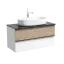 Тумба подвесная SANCOS Дельта (Delta) 100x45x50 c двумя ящиками оснащенными доводчиками,  дуб светлый/белый, арт. DL100W