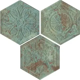APAVISA ZINC GREEN MIX DECOR HEXAGON 25x29 G-7254