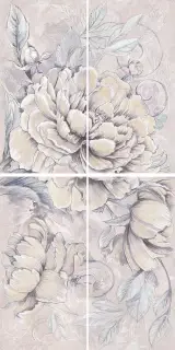 Керамическая плитка Изящный букет жемчужный / Панно 63.0*1260 Delicato bouquet perla  (4шт)