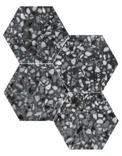 DURSTONE SIX Terazzo Керамогранит Black 23x27 глазурованный матовый