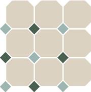 Гранит керамический 4416 OCT13+18-A White OCTAGON 16/Turquoise 13 + Green 18 Dots 30x30 см
