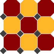 Гранит керамический 4420/21 OCT14-A Brick Red 20 Ochre Yellow 21 OCTAGON/Black 14 Dots 30x30 см