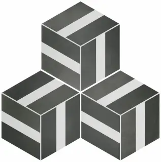 DURSTONE SIX Cementine Керамогранит Bari Black 23x27 глазурованный матовый