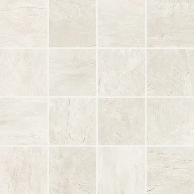Ardoise Blanc 7.5x7.5 6mm 30x30 Mosaico