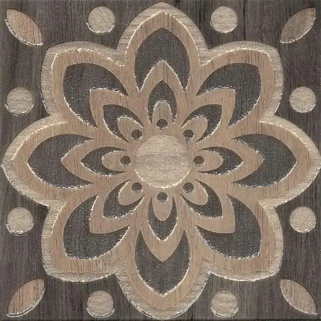 Вставка Фратте серый цветок лаппатированный |20х20