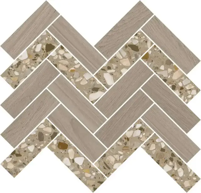 Декор Монтиони мозаичный коричневый светлый 34x35.5
