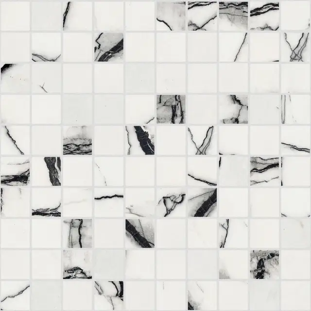 B&W Marble Breach Mat Mosaico 3x3 30x30