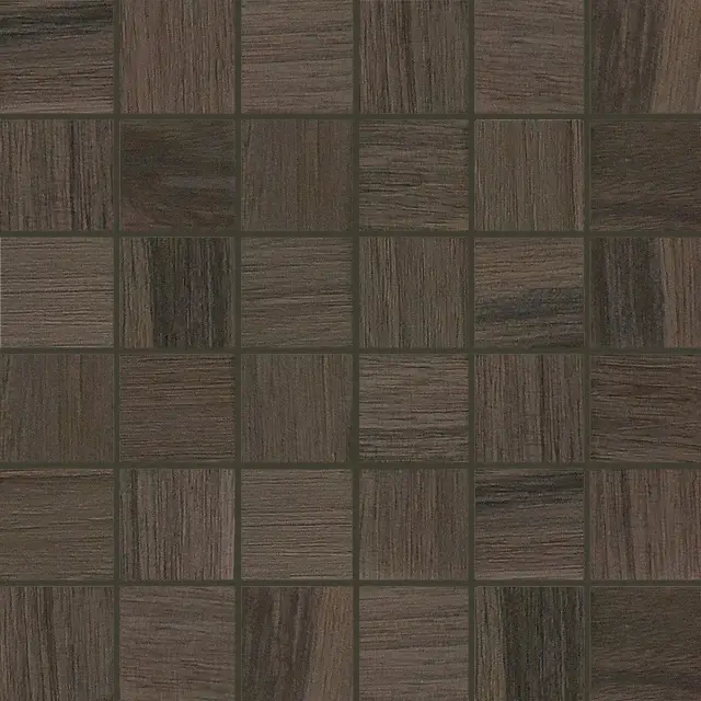 Wooden Tile Brown Mosaico Sfalstato Nat 5x5 30x30