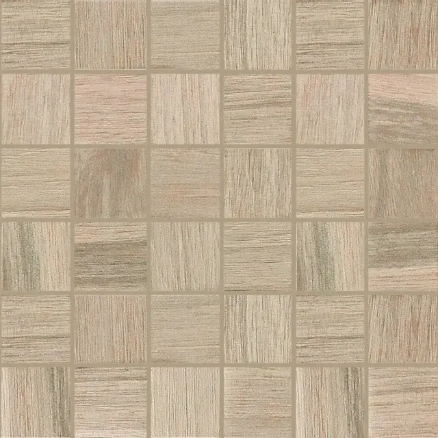 Wooden Tile Almond Mosaico Sfalstato Nat 5x5 30x30