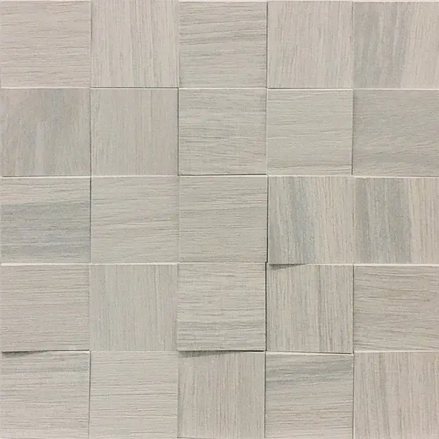 Wooden Tile Gray Mosaico 6x6 3d Inclinato Nat 30x30