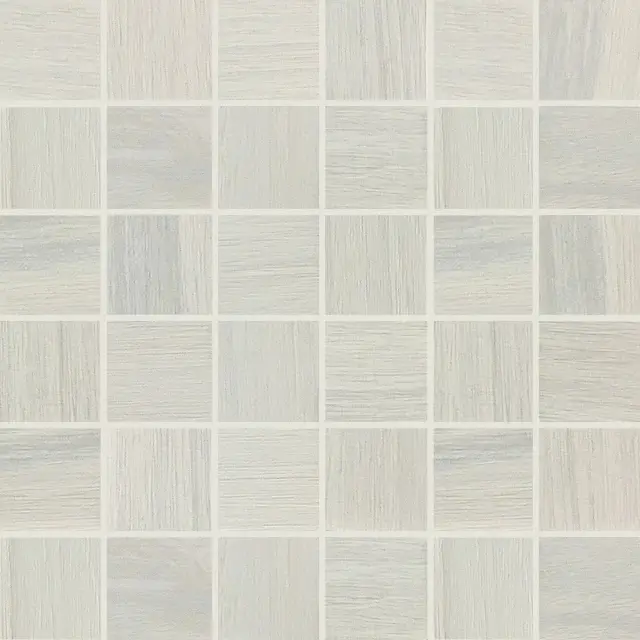 Wooden Tile White Mosaico Sfalstato Nat 5x5 30x30