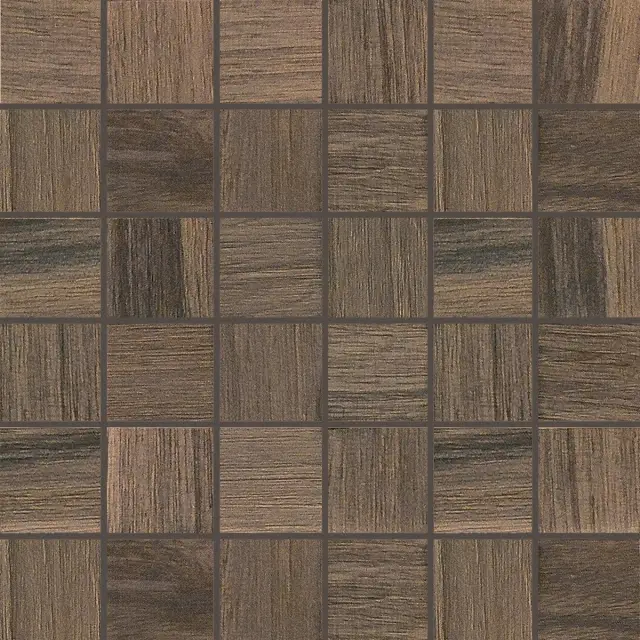 Wooden Tile Walnut Mosaico Sfalstato Nat 5x5 30x30