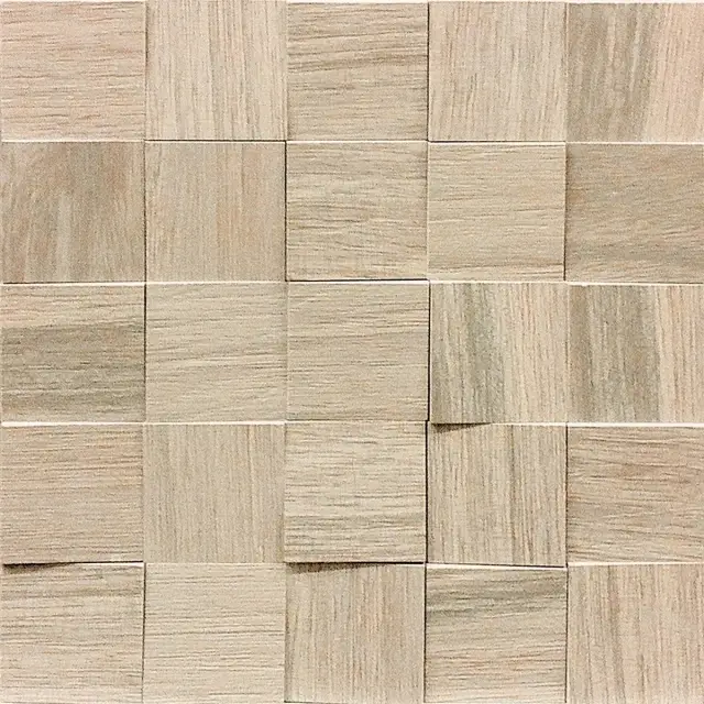 Wooden Tile Almond Mosaico 6x6 3d Inclinato Nat 30x30
