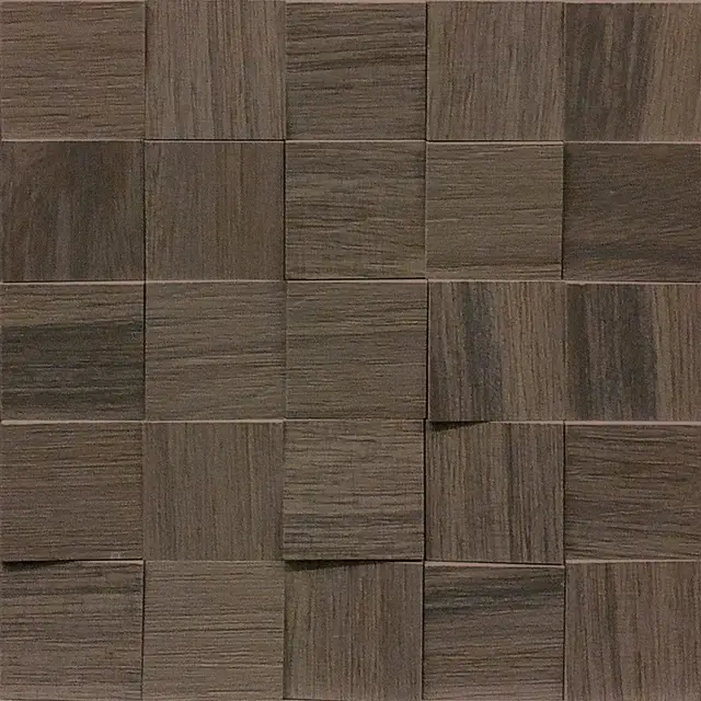 Wooden Tile Brown Mosaico 6x6 3d Inclinato Nat 30x30