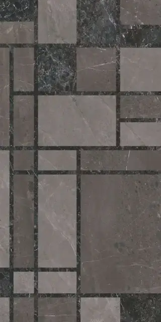 Декор Марсель микс тёмный глянцевый обрезной 60x119,5x0,9
