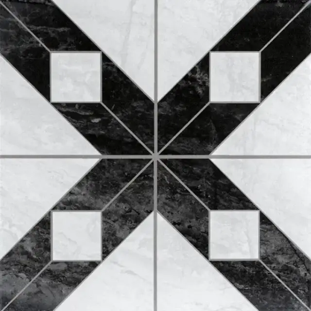 Керамогранит Monopole Флоренция Классик Декор / Florencia Classic Decor матовый бело-черный 22,3x22,3 см