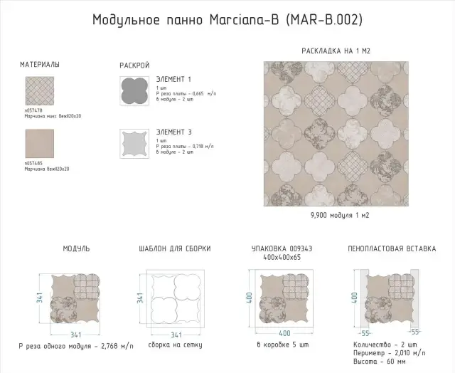 Модульное панно Marciana-B(n057478,n057485) ХХ |34,1x34,1